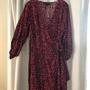 Red Leopard Wrap dress